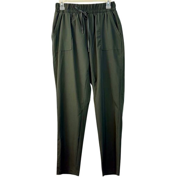Apana Pants - Apana Green Activewear Pants Patch Pockets Elastic Waist Sporty Wrinkle Free